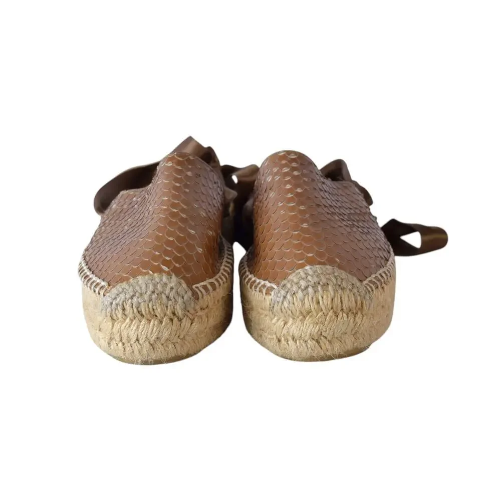 Sam Edelman Brown Leather Lace Up Espadrilles EU 37 (US 7)